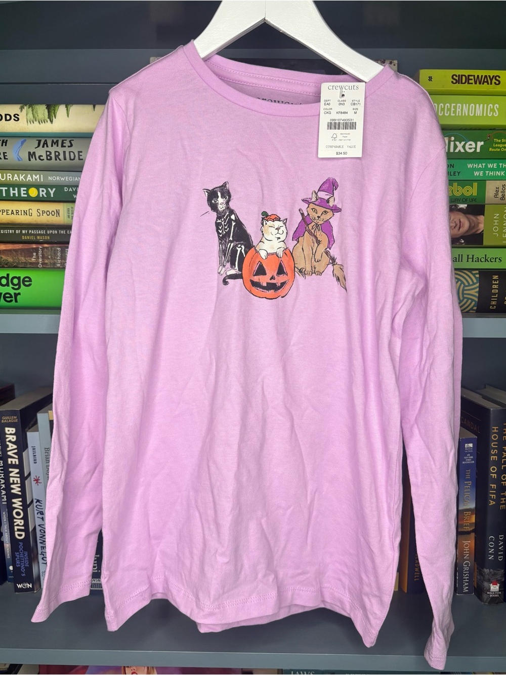 Crewcuts Girls' Lavender Halloween Cat Graphic Tee